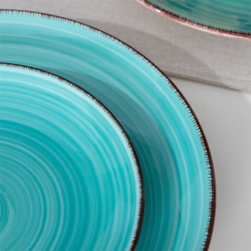 16Pcs Porcelain Dinnerware Set Vintage Ceramic Plate Set with Dinner Plate/Dessert Plate/Bowl/Mug Set Ceramic Dishware Dishes - Vibrant Variety Store