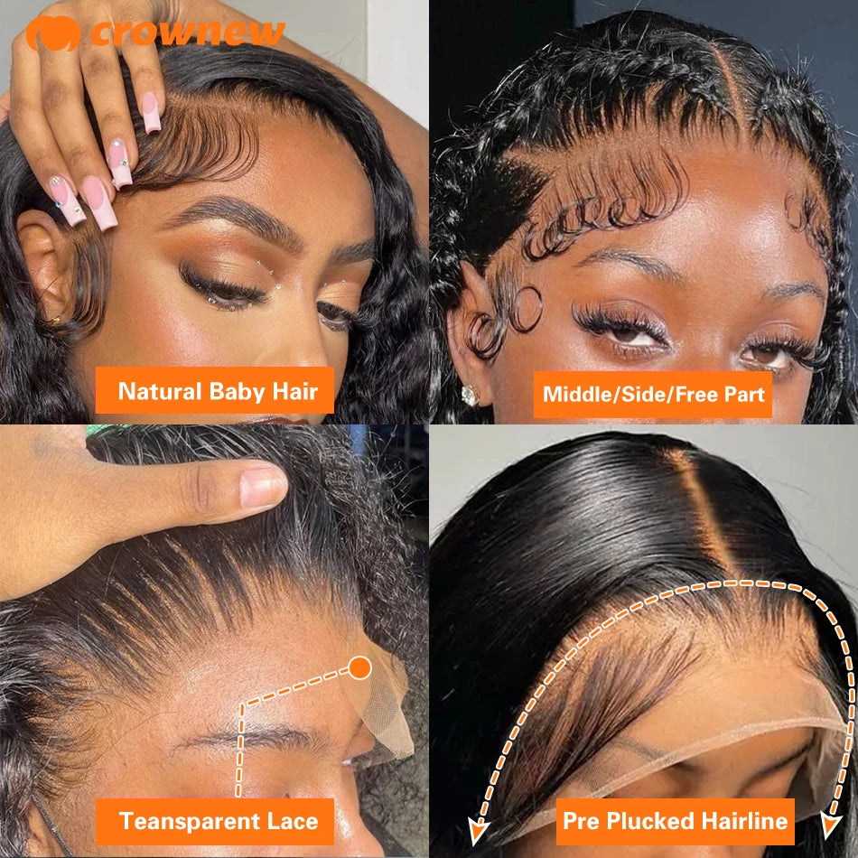 Deep Wave Frontal Wig 13X4 Hd Lace Frontal Wig Human Hair 200% Curly Lace Front Human Hair Wig PrePlucked Human Hair Wigs 40Inch - Vibrant Variety Store