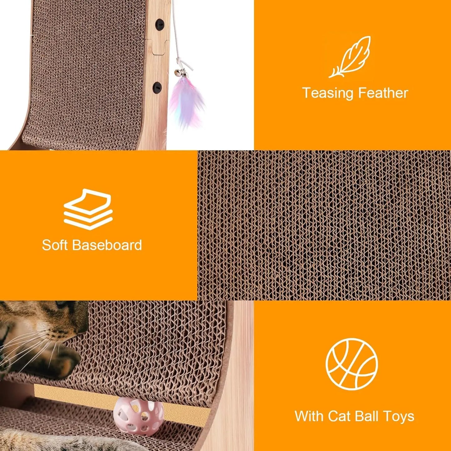 L Shape Cat Scratcher 23.6 Inch Cardboard Cat Scratching Pad for Indoor Cats Furniture Protector - Vibrant Variety Store