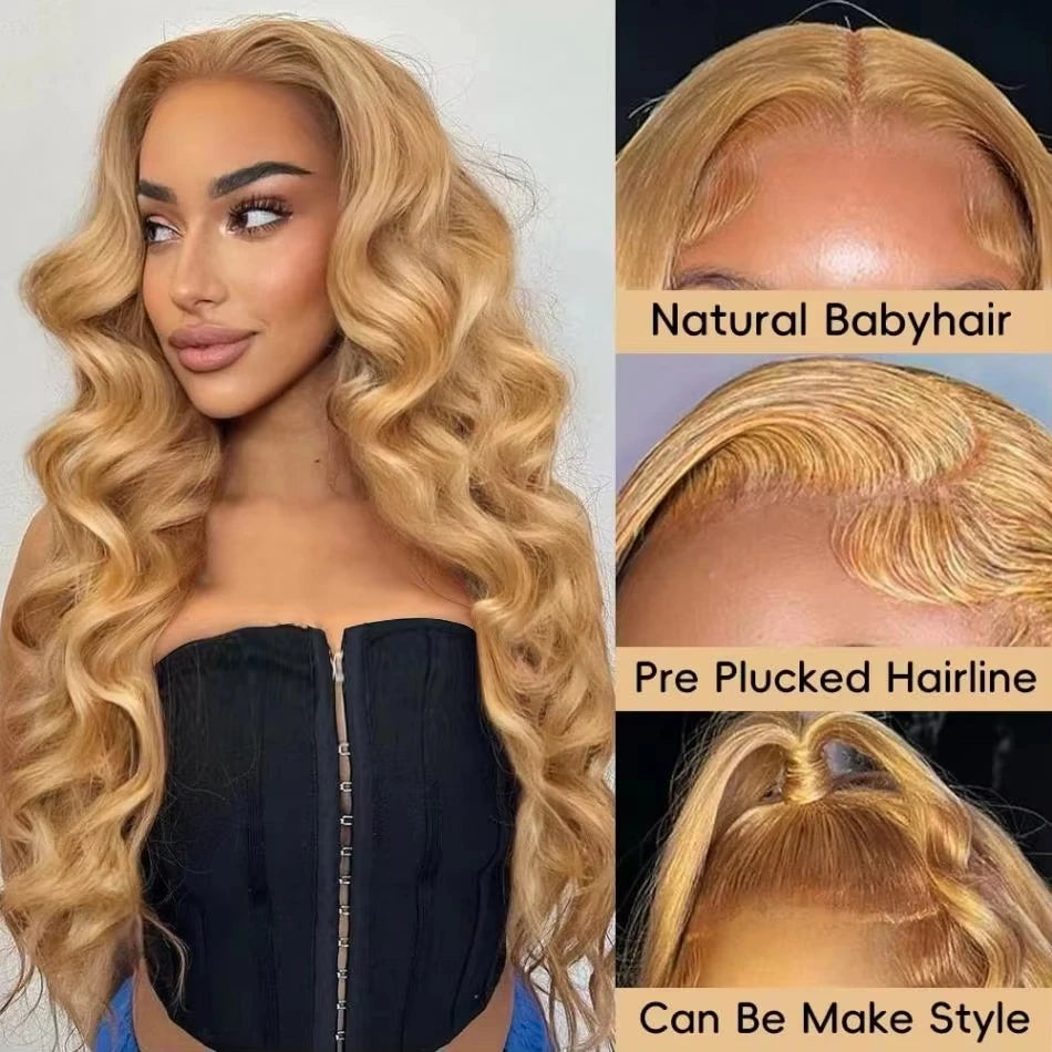 27 Honey Blonde Human Hair Wigs 13X6 Hd Lace Frontal Wig 13x4 Body Wave Human Hair Wigs 250 Density Preplucked Brazilian Wigs - Vibrant Variety Store
