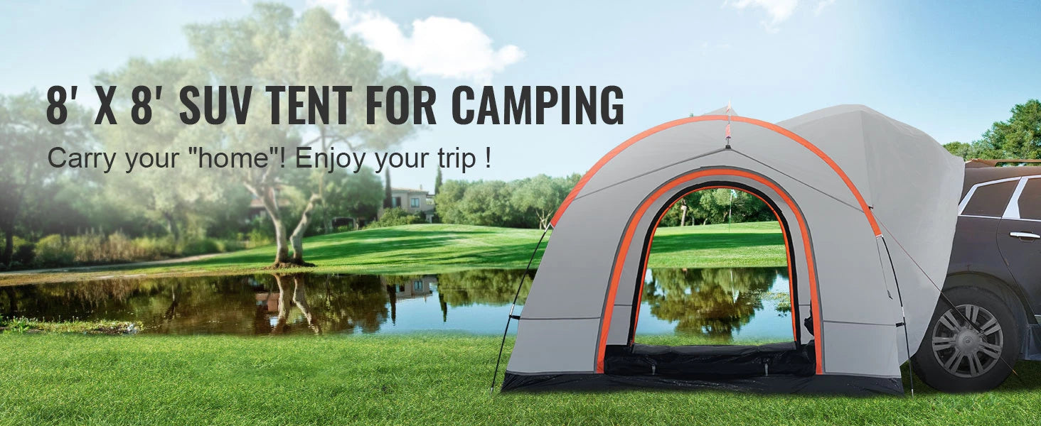 SucceBuy SUV Camping Tent, 8'-8' SUV Tent Attachment for Camping with Rain Layer and Carry Bag, PU2000mm Double Layer Truck Tent - Vibrant Variety Store