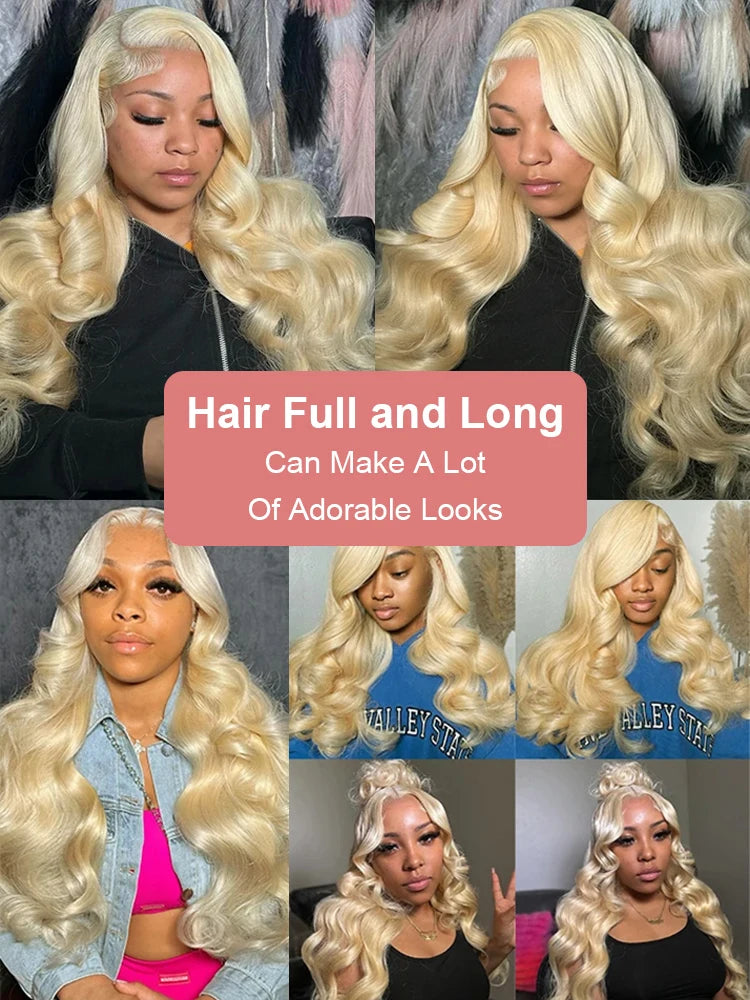 36 40 Inch 613 Honey Blonde Body Wave 250 Density 13x6 HD Lace Front Human Hair Wigs 13x4 HD Lace Frontal Wig for black women - Vibrant Variety Store