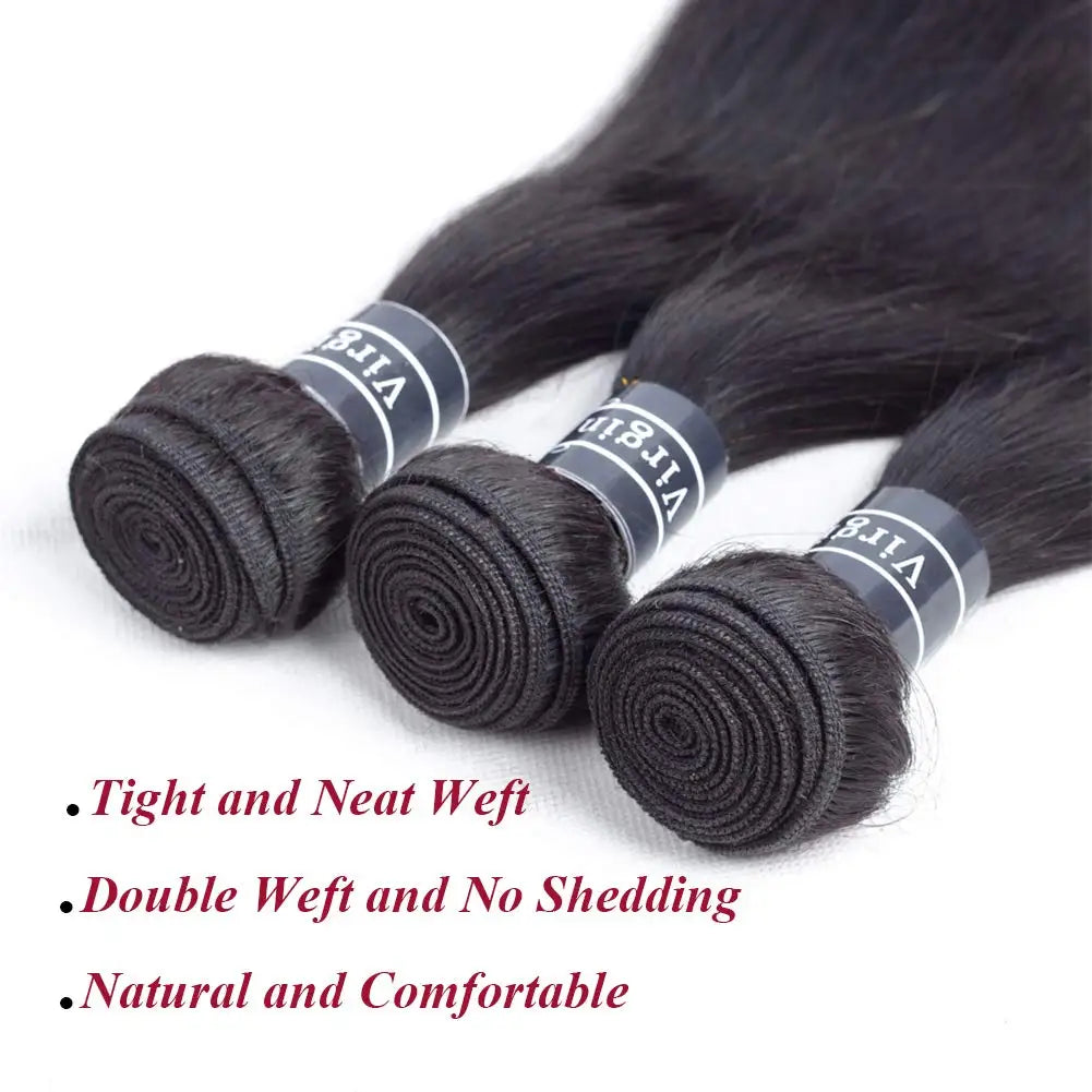 12A Straight Human Hair Bundles Human Hair 28 30 32 Inch Raw Hair Extensions Black Remy Weave 3 4 Bundles 3-5 Days Delivery - Vibrant Variety Store