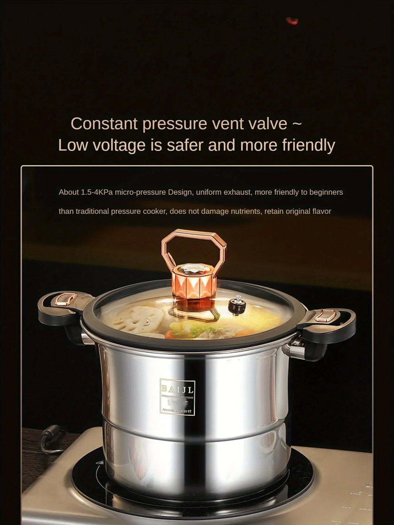 Micro pressure pot 304 stainless steel thickened soup pot household double ear bottle soup pot thickened composite bottom