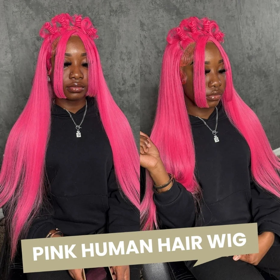 30 40 Inch Hot Pink Transparent Lace Front Wig Human Hair 13x6 Purple Green 613 Blonde Lace Frontal Wig Grey Colored Hair Wigs - Vibrant Variety Store