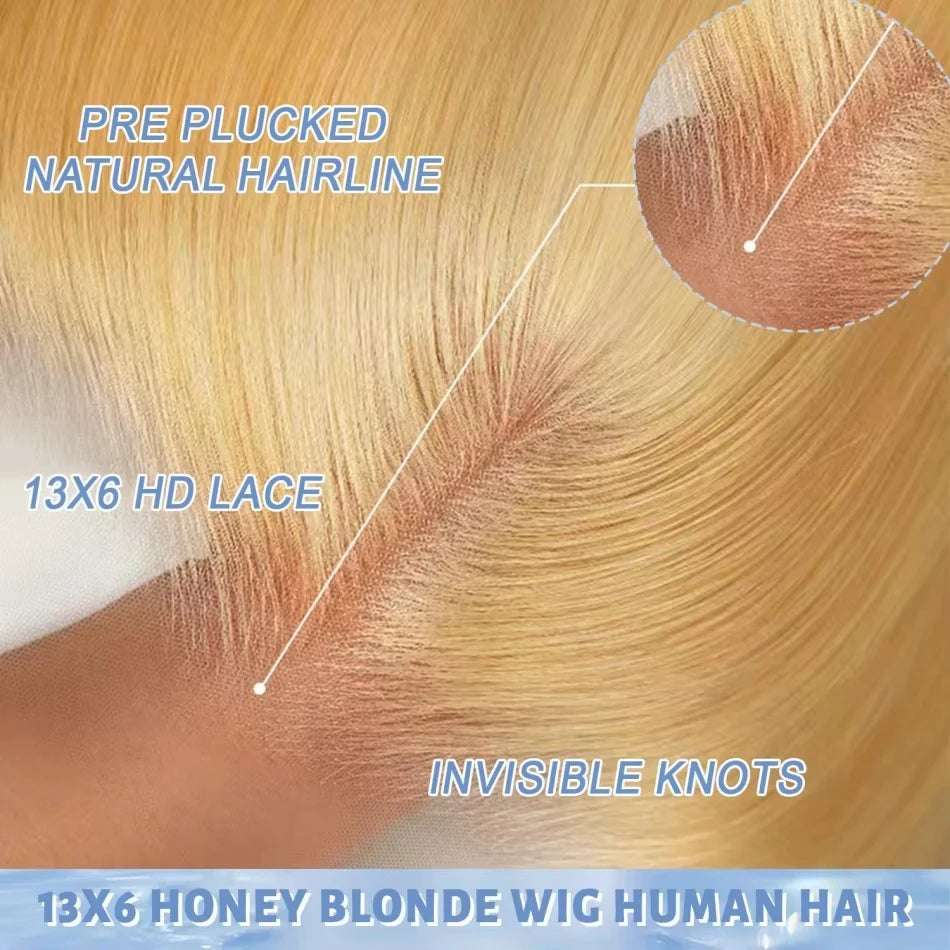 27 Honey Blonde Human Hair Wigs 13X6 Hd Lace Frontal Wig 13x4 Body Wave Human Hair Wigs 250 Density Preplucked Brazilian Wigs - Vibrant Variety Store