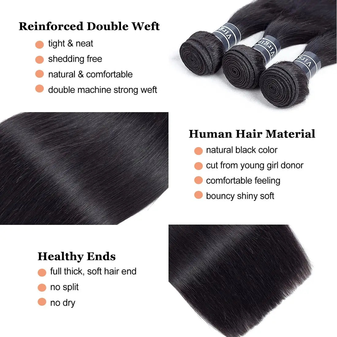 12A Straight Human Hair Bundles Human Hair 28 30 32 Inch Raw Hair Extensions Black Remy Weave 3 4 Bundles 3-5 Days Delivery - Vibrant Variety Store