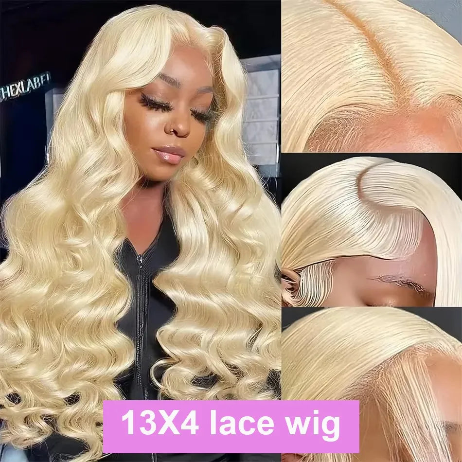 Blonde Human Lace Front Wig 613 Hd Lace Frontal Wig 13X6 Body Wave Human Hair Wigs For Women Pre Plucked 30 32 Inch 220 Density - Vibrant Variety Store