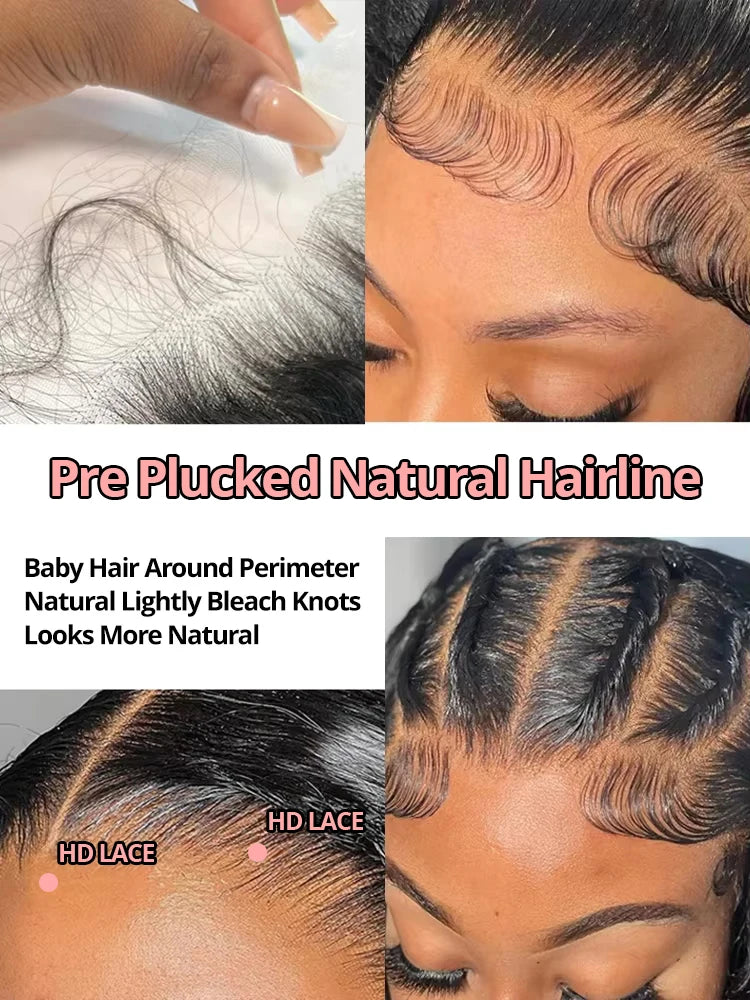 Snwprin 360 HD Full Lace Curly Human Hair Wigs Preplucked 13x6 Lace Frontal Wig Deep Wave Glueless Human Hair Ready To Wear 30In