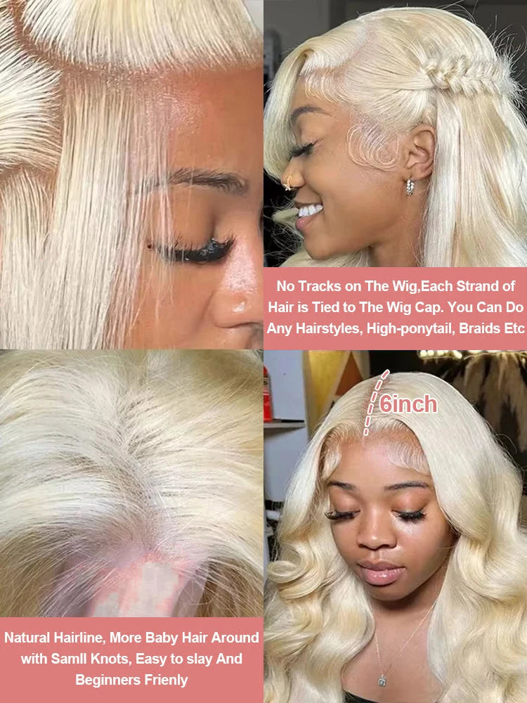 36 40 Inch 613 Honey Blonde Body Wave 250 Density 13x6 HD Lace Front Human Hair Wigs 13x4 HD Lace Frontal Wig for black women - Vibrant Variety Store
