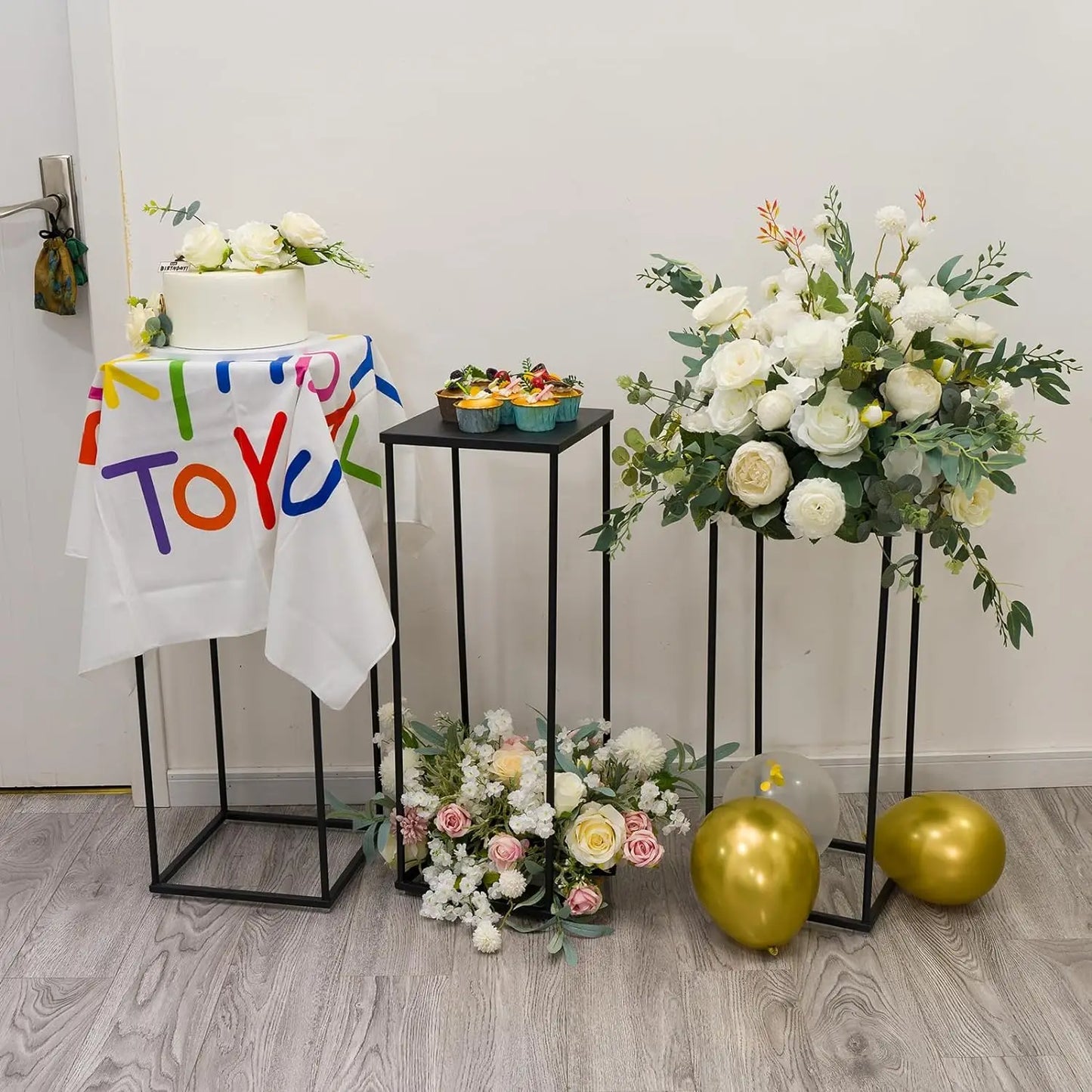 3Pcs Black Wedding Flower Vase  Metal Plant Shelf for Flower Display Corner Planter Pot Rack for Living Room Patio Decor - Vibrant Variety Store