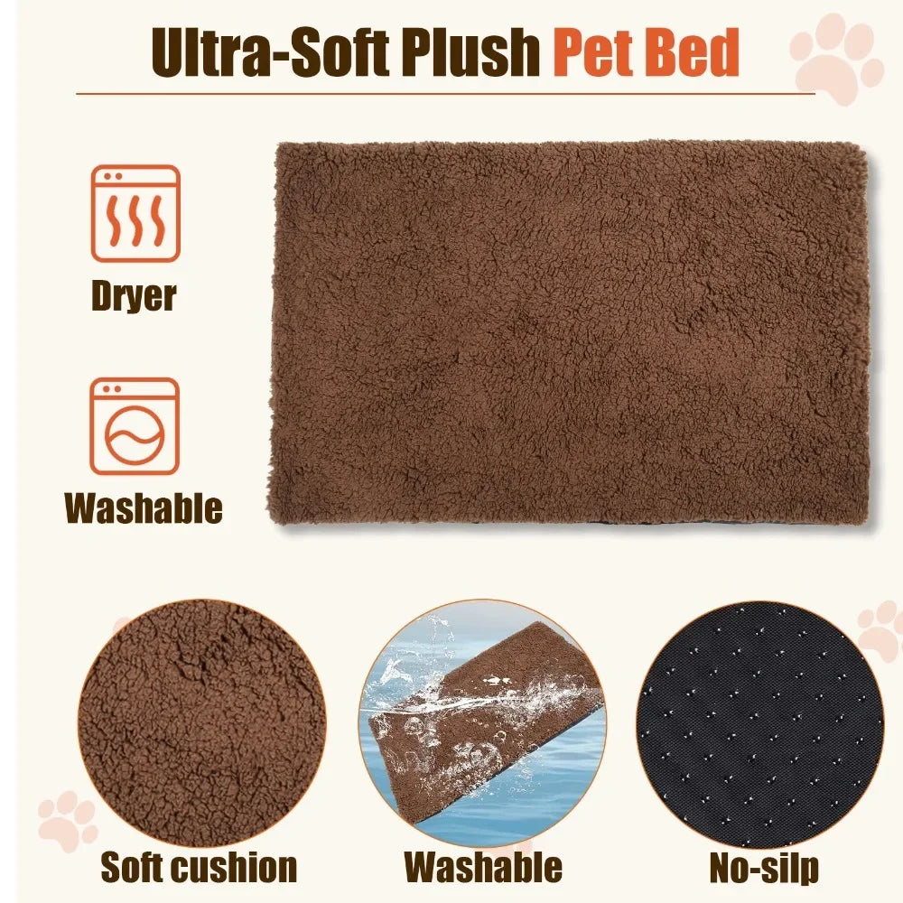 Modern Dog Crate Furniture with Cushion Double Door Wooden Dog Kennel Indoor with Wheels - Vibrant Variety Store