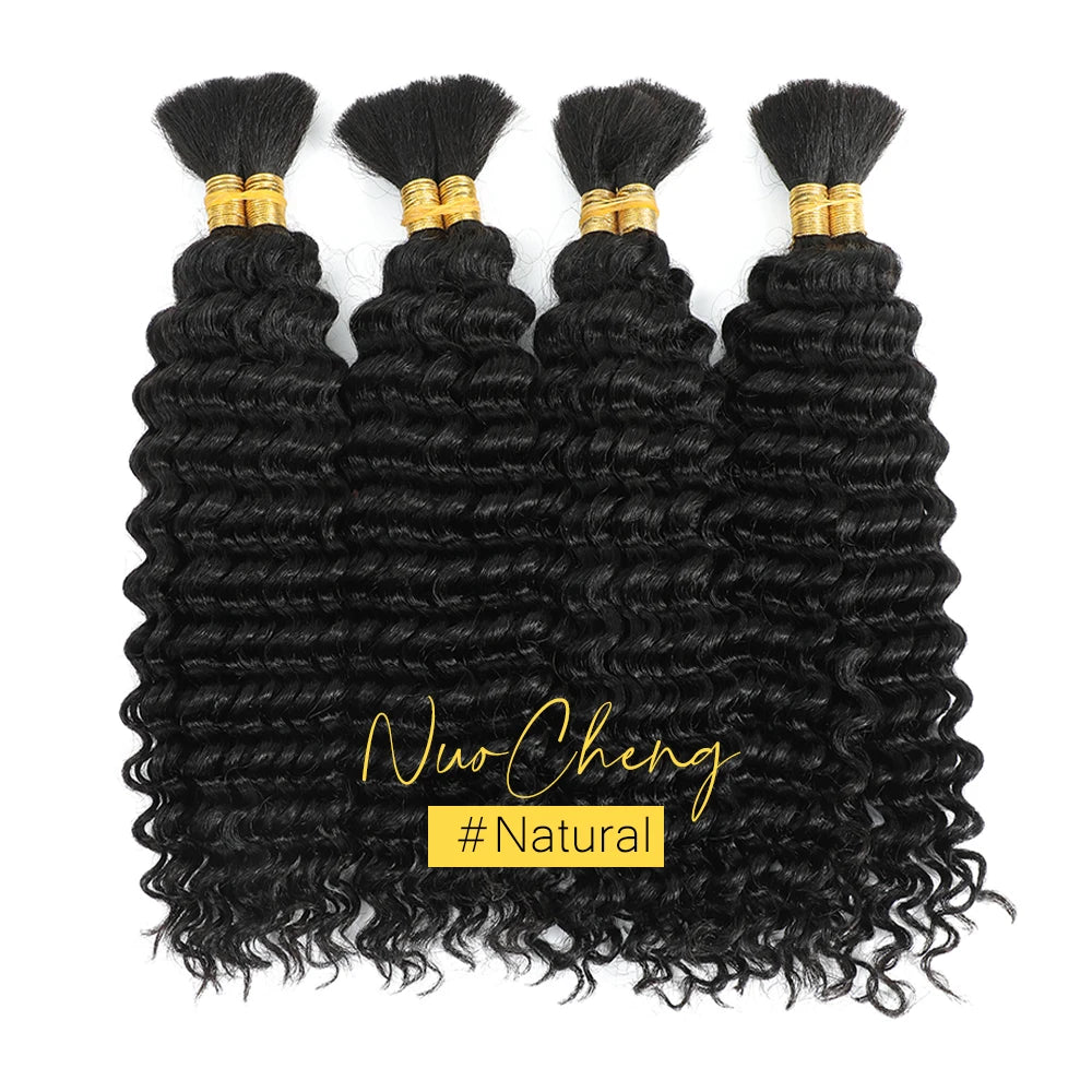 Deep Wave Bulk Human Hair for Braiding No Weft 100g (1 Pack-2 Bundles) Brazilian Virgin Human Hair Braiding Hair For BOHO Braids - Vibrant Variety Store