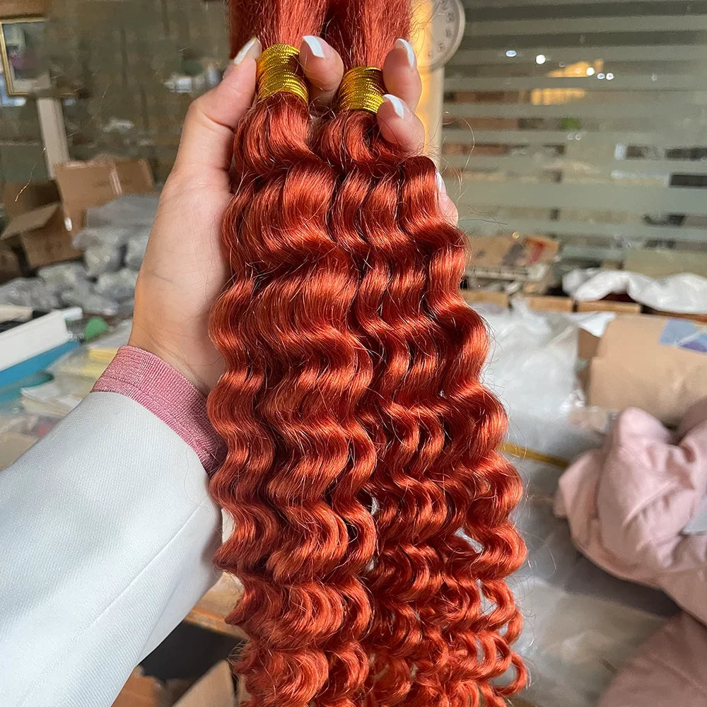 Deep Wave Bulk Human Hair for Braiding No Weft 100g (1 Pack-2 Bundles) Brazilian Virgin Human Hair Braiding Hair For BOHO Braids - Vibrant Variety Store