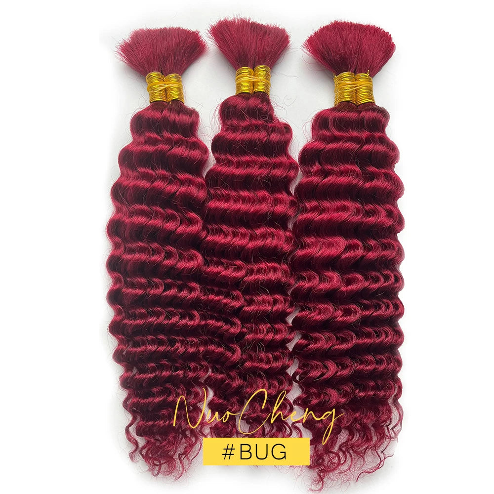 Deep Wave Bulk Human Hair for Braiding No Weft 100g (1 Pack-2 Bundles) Brazilian Virgin Human Hair Braiding Hair For BOHO Braids - Vibrant Variety Store