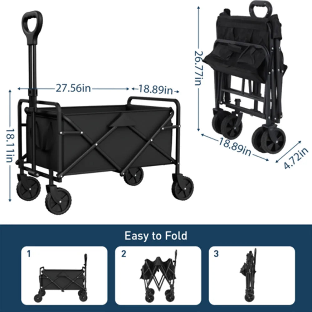 Foldable Garden Wagon Cart Portable Camping Trolley Outdoor Multi Function Utility Wagon for Beach or Shopping - Vibrant Variety Store