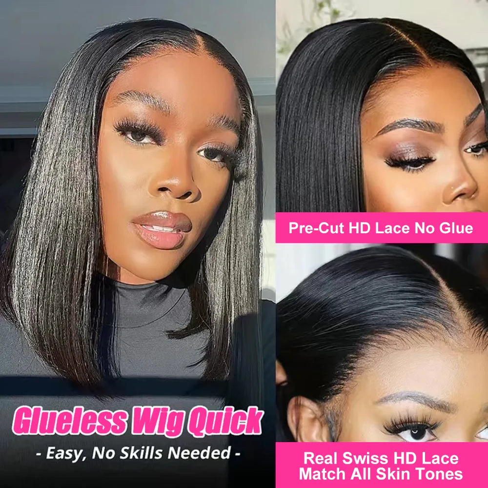CEXXY Wear And Go Glueless Bob Wig Human Hair 13x4 13x6 HD Lace Frontal Human Hair PrePlucked No Glue Pre Cut Ready To Wear Wig - Vibrant Variety Store