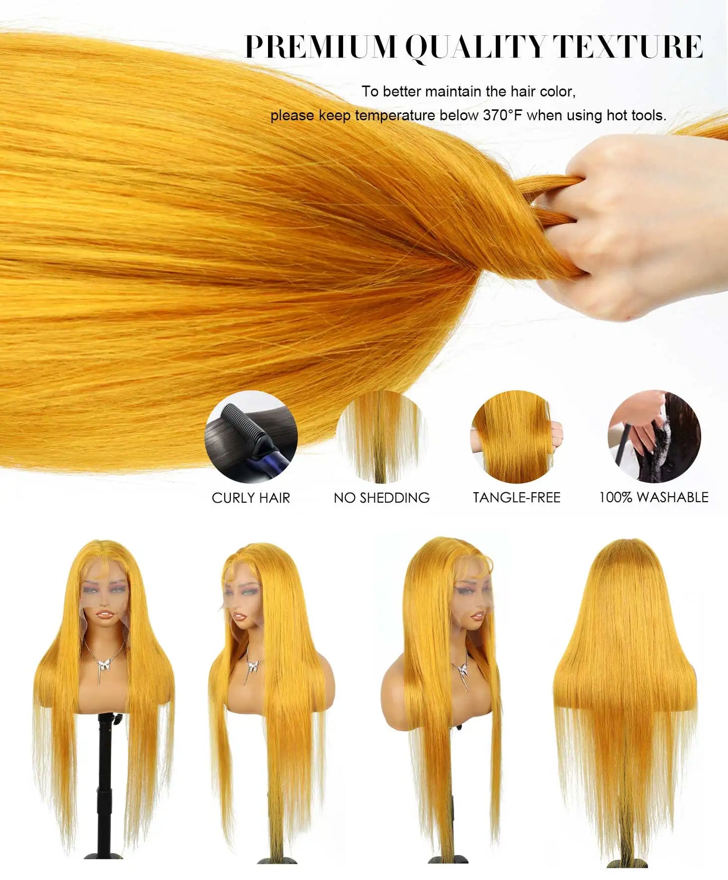 Yellow 13x4 Transparent Lace Frontal Wig 613 Colored Straight Hd Lace Front Wigs 13x6 100% Human Hair Brazilian Hair Pre Plcuked