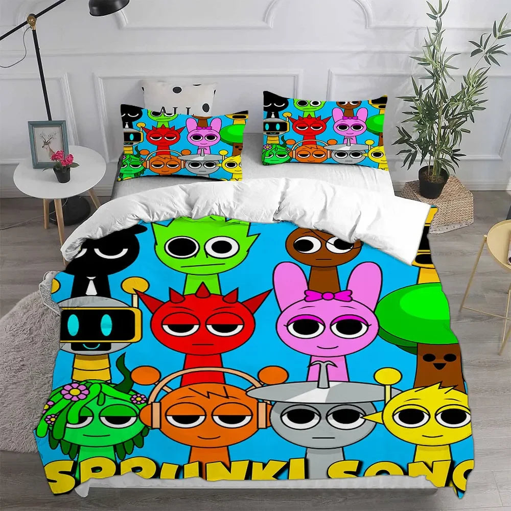 New 3D Print Sprunki Bedding Set Bed Cover Comforter Duvet Cover Pillow Case 2-3 Pieces Kids Adult Bedroom Decoration - Vibrant Variety Store