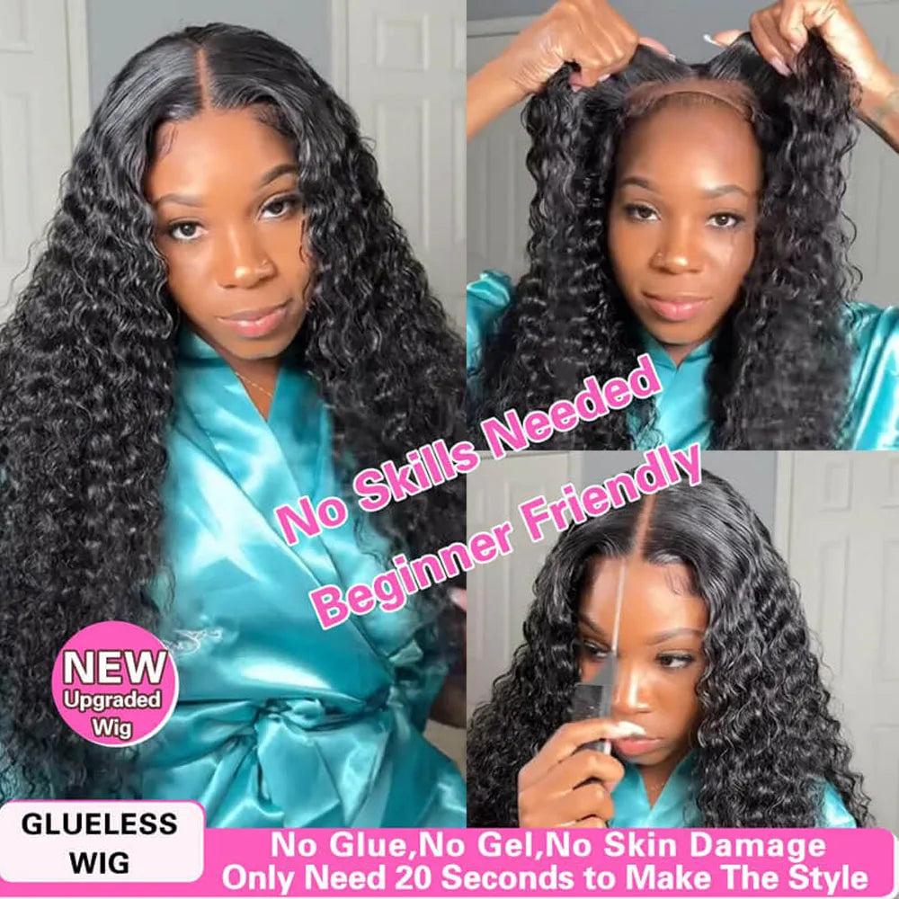 30 Inch Deep Wave 13x6 HD Lace Front Wig 250 density Water Wave 360 13x4 Lace Frontal Wigs 6x6 Closure Glueless Wig Human Hair
