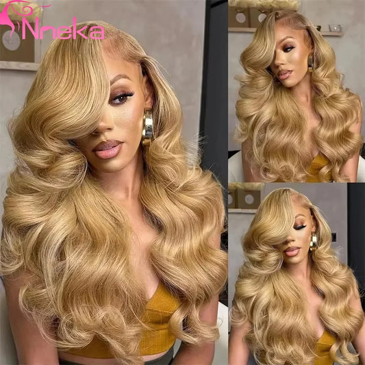 27 Honey Blonde Human Hair Wigs 13X6 Hd Lace Frontal Wig 13x4 Body Wave Human Hair Wigs 250 Density Preplucked Brazilian Wigs - Vibrant Variety Store