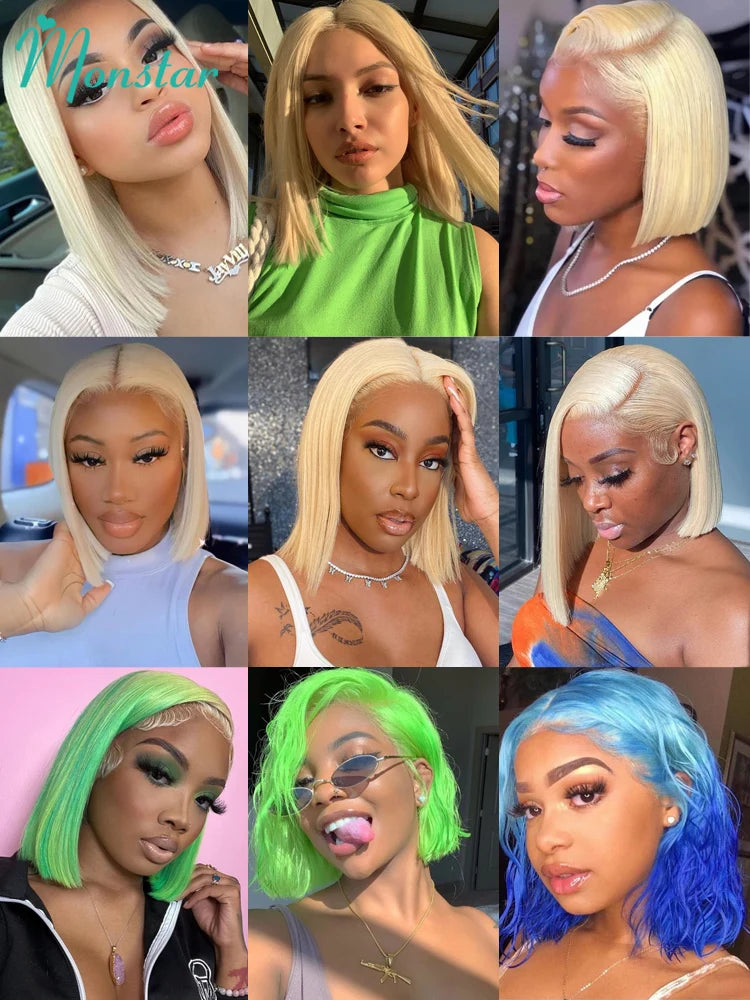 13x4 13x6 613 HD Blonde Bob Hair Wig Human Hair Lace Frontal Wig Brazilian Straight Bob Wig Lace Front Human Hair Wigs for Women