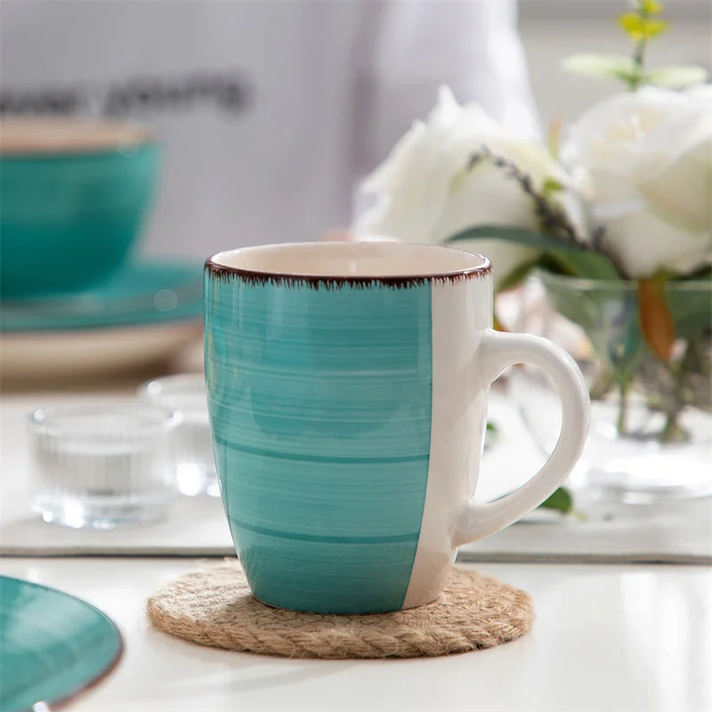 16Pcs Porcelain Dinnerware Set Vintage Ceramic Plate Set with Dinner Plate/Dessert Plate/Bowl/Mug Set Ceramic Dishware Dishes - Vibrant Variety Store