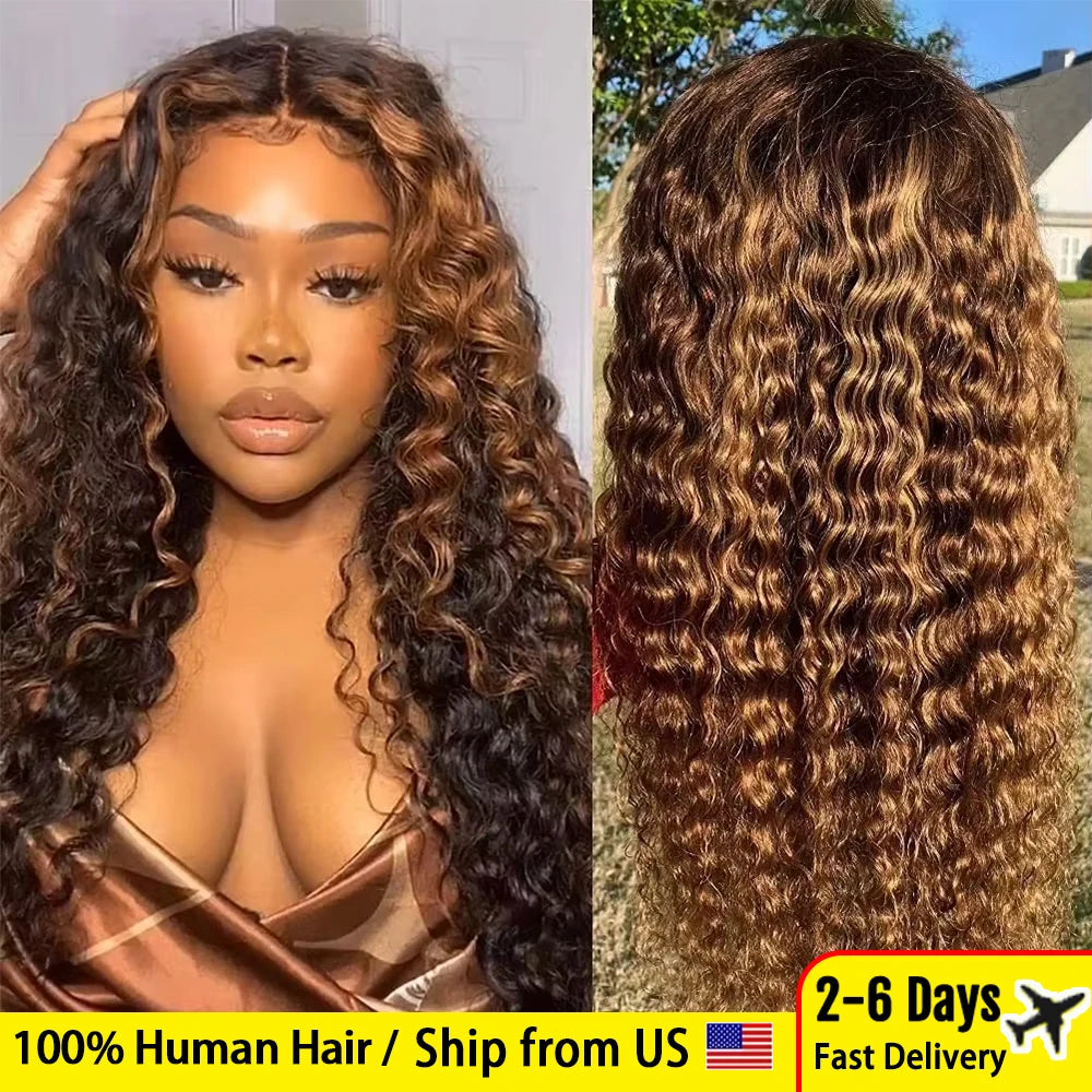 30/36 inch 13x4 Hd Frontal Wig Human Hair Ombro Highlight Deep Wave Piano 13x6 Lace Front Remy 100% Human Hair Wigs 4x4 Closure - Vibrant Variety Store