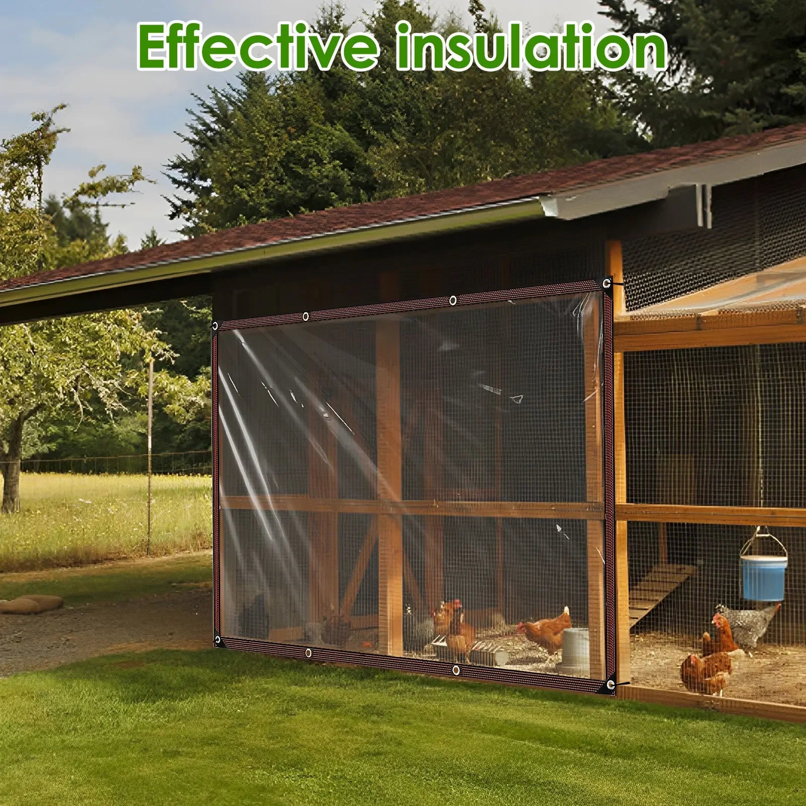 Chicken Coop Cover Transparent Tarpaulin Outdoor Garden Waterproof Run Tarp with Rope Reinforced Edges Chicken Coop Porch Canopy - Vibrant Variety Store