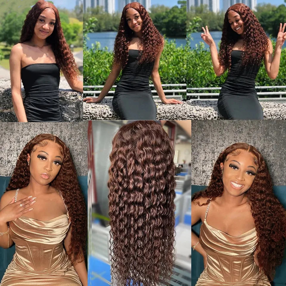 #4 Chocolate Brown Water Wave Curly 10-30 Inch Human Hair Bundles Deep Curly Wave Brazilian Virgin Raw Hair Sew-In Bundles - Vibrant Variety Store
