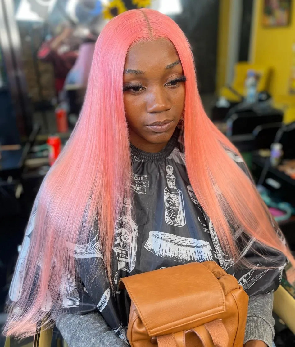Pink Wig Straight Human Hair Wigs 30 32 Inch Lace Front Wigs 13X6 Hd Lace Frontal Wigs Colored Brazilian Wigs Original For Women