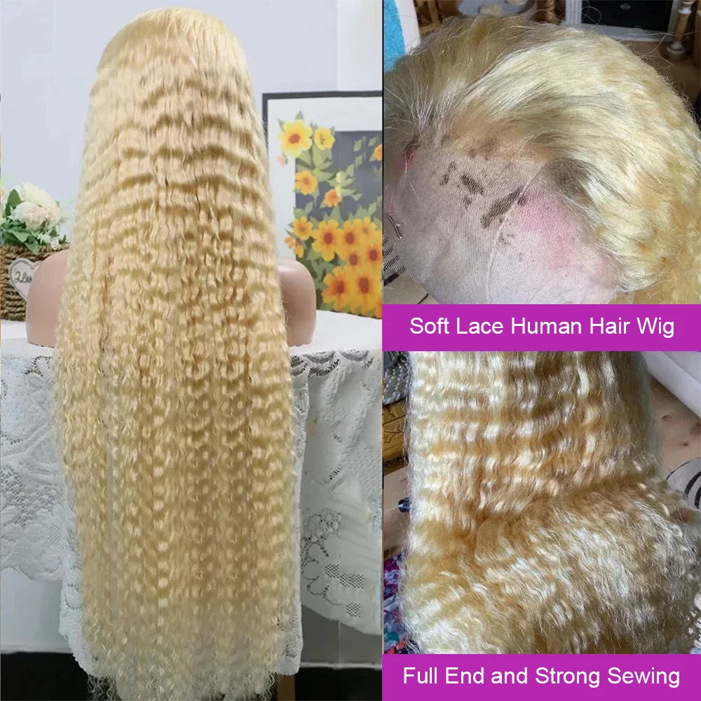 613 Loose Deep Wave Frontal Wig 13x6 HD Water Wave Lace Front Wig 30 40 Inch Honey Blonde 13x4 Lace Front Curly Human Hair Wigs - Vibrant Variety Store