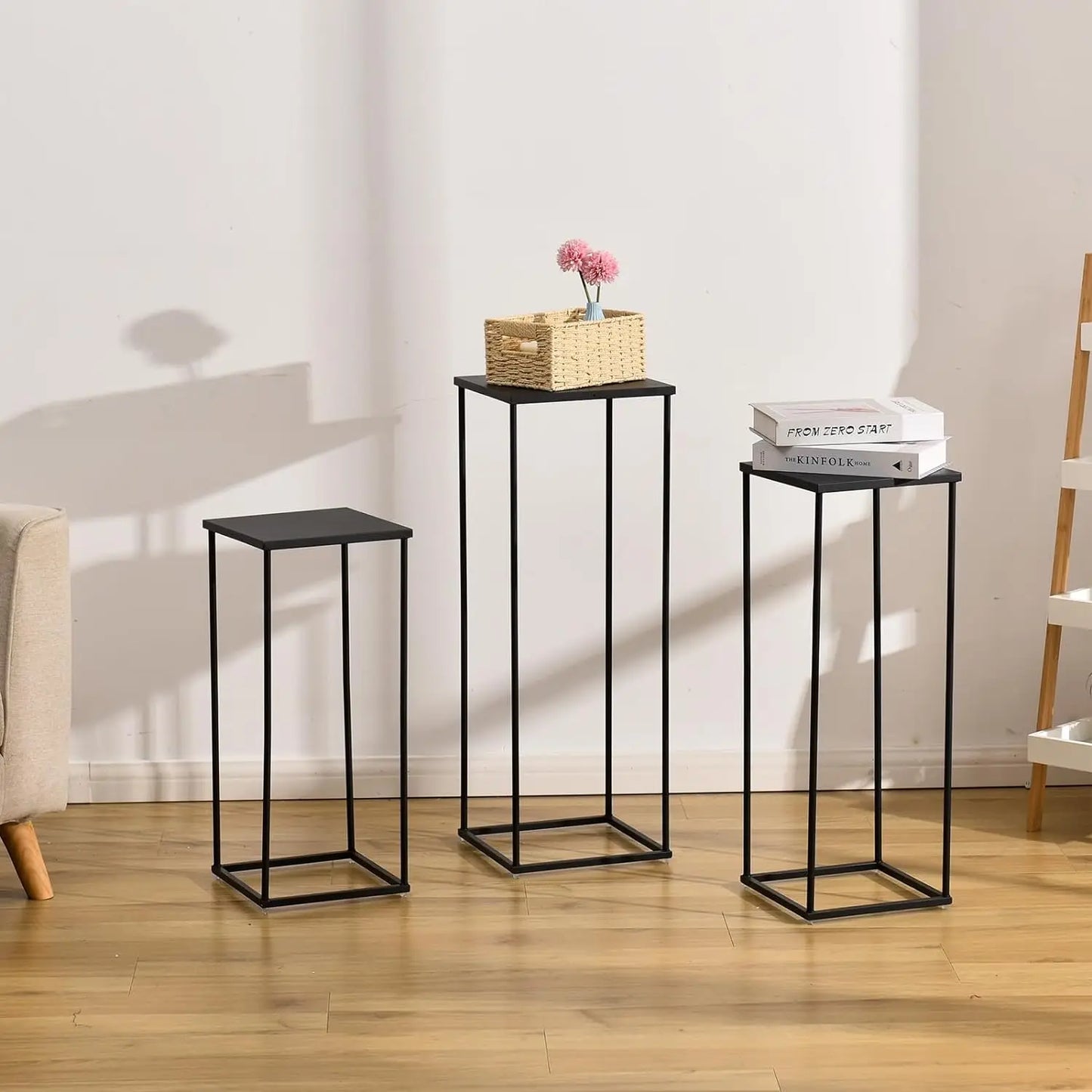 3Pcs Black Wedding Flower Vase  Metal Plant Shelf for Flower Display Corner Planter Pot Rack for Living Room Patio Decor - Vibrant Variety Store