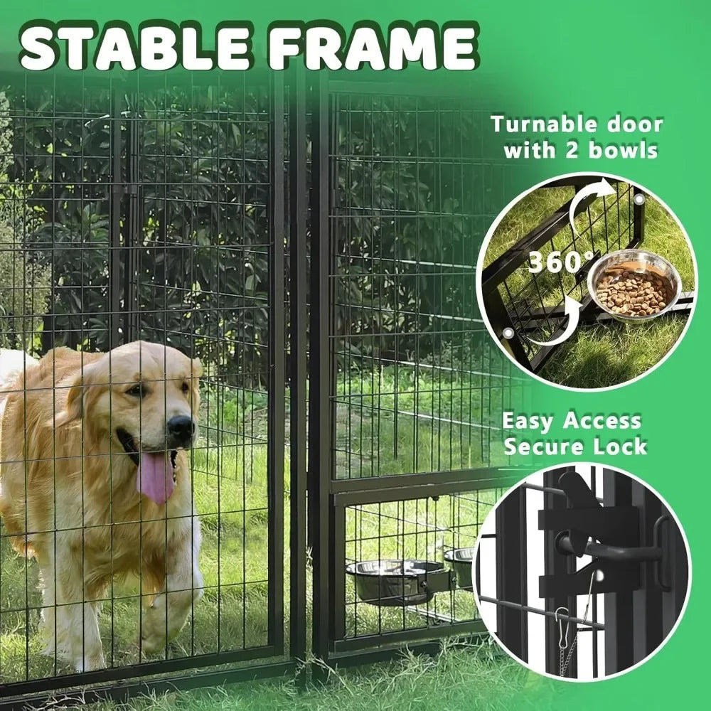 Modern 4x4x4 FT Heavy Duty Large Dog Kennel Playpen Outdoor with Secure Lock, PROTECTIVE ROOF INCLUDE, dog Houses - Vibrant Variety Store