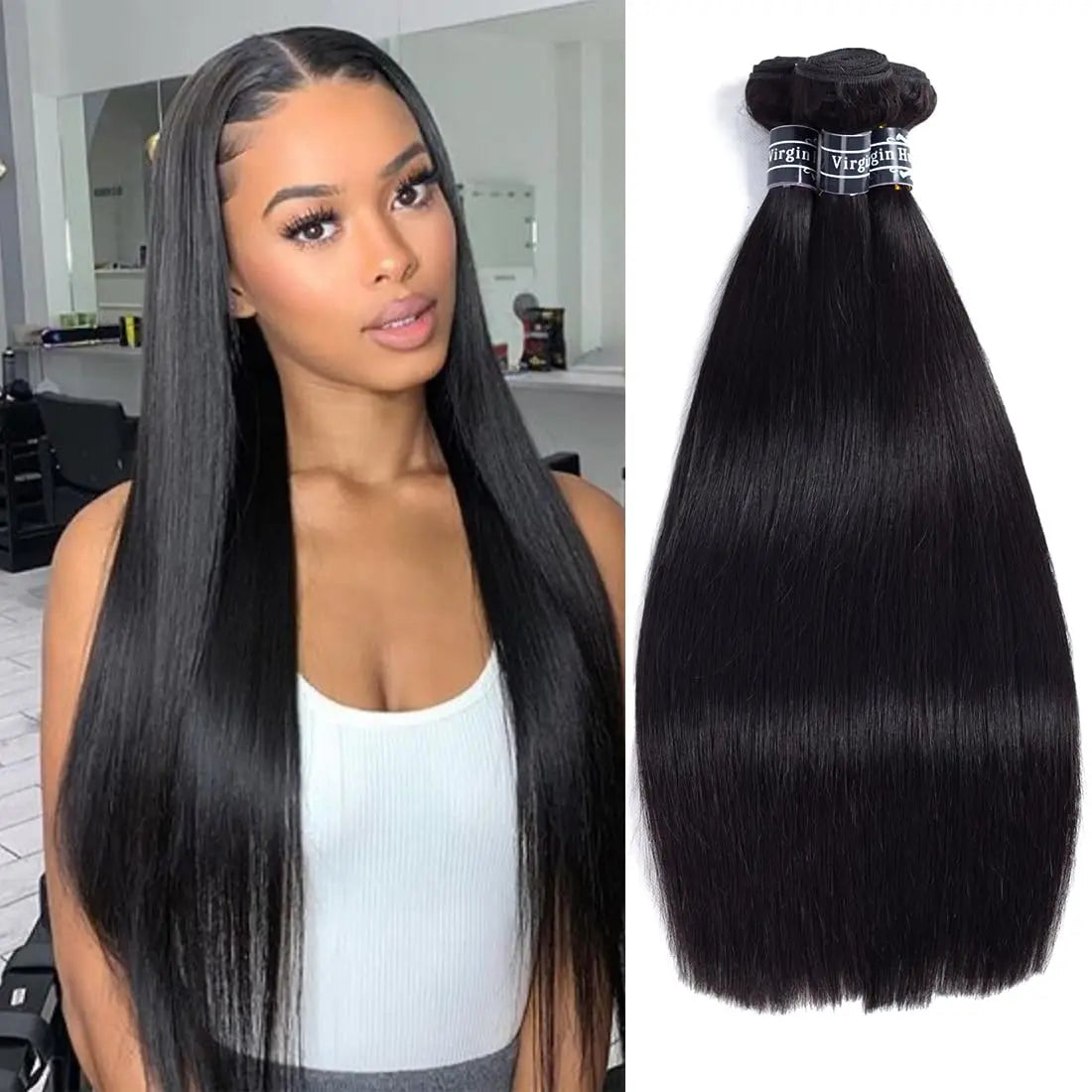12A Straight Human Hair Bundles Human Hair 28 30 32 Inch Raw Hair Extensions Black Remy Weave 3 4 Bundles 3-5 Days Delivery - Vibrant Variety Store