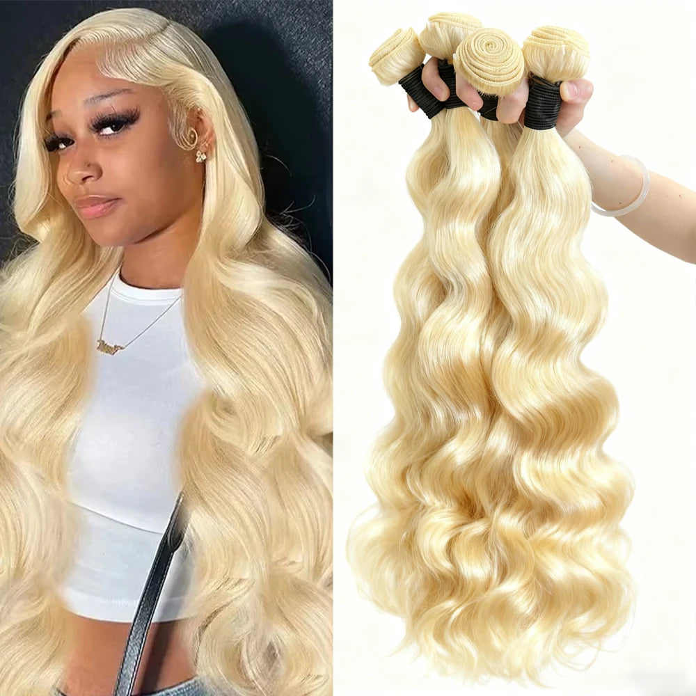 16A Blonde 613 Body Wave Human Hair Bundles 100% Unprocessed Brazilian Remy Hair 30 40 Inch raw hair bundles Weave Extension - Vibrant Variety Store