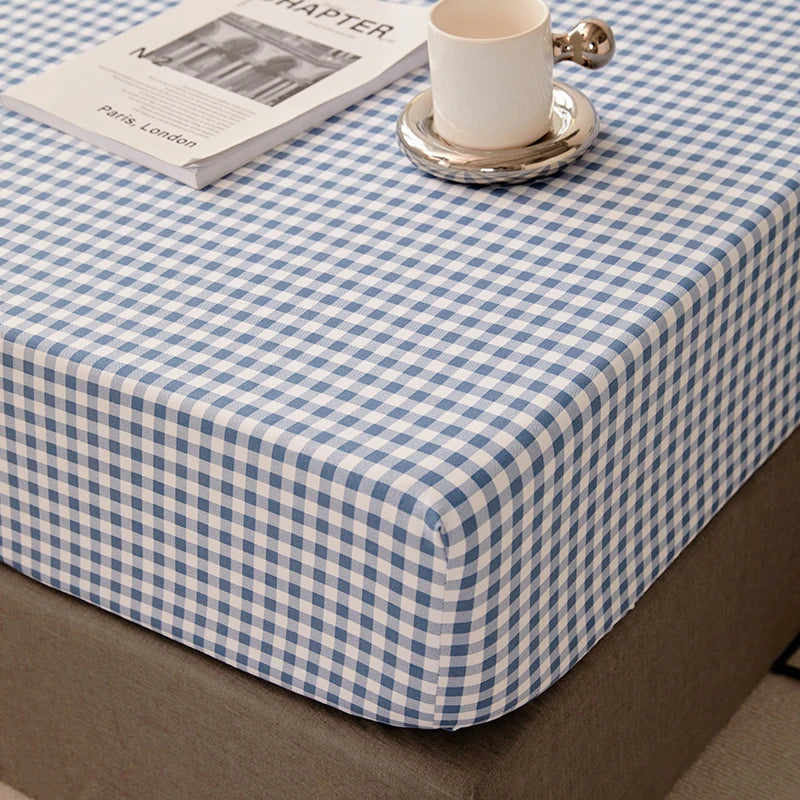 Cotton Fitted Sheet with Elastic Bands Non Slip Adjustable Mattress Cover for Double King Bed Non-Slip 140x200 160x200 200x200cm - Vibrant Variety Store