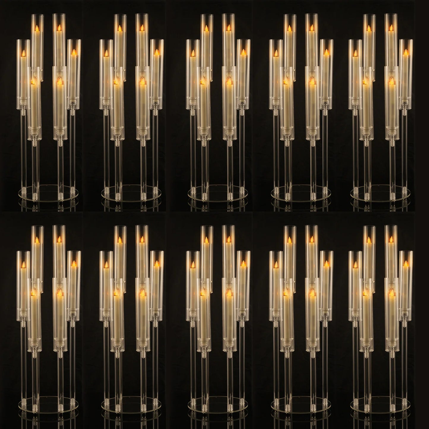 10 Piece Clear Acrylic 6 Arm Candelabra Candle Holders for Wedding Party and Dining Table Decoration - Vibrant Variety Store