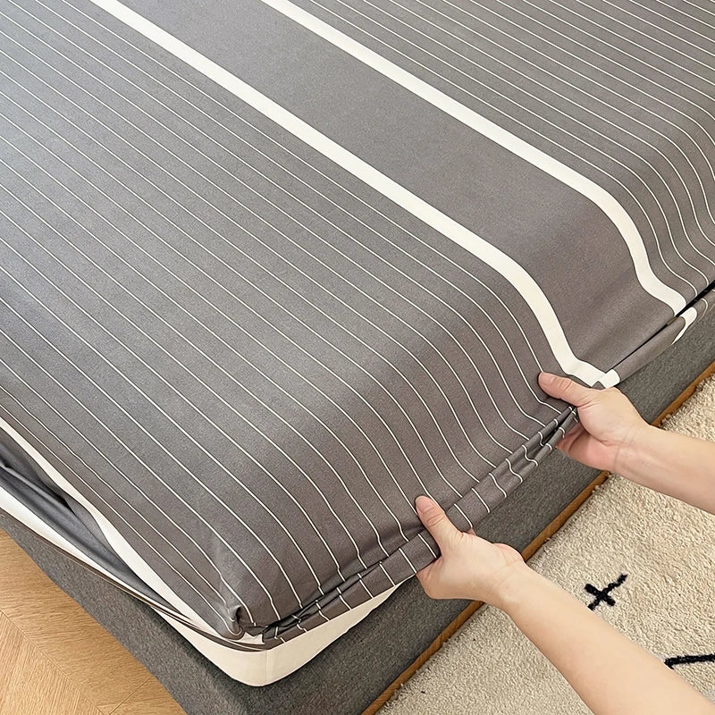 Cotton Fitted Sheet with Elastic Bands Non Slip Adjustable Mattress Cover for Double King Bed Non-Slip 140x200 160x200 200x200cm - Vibrant Variety Store