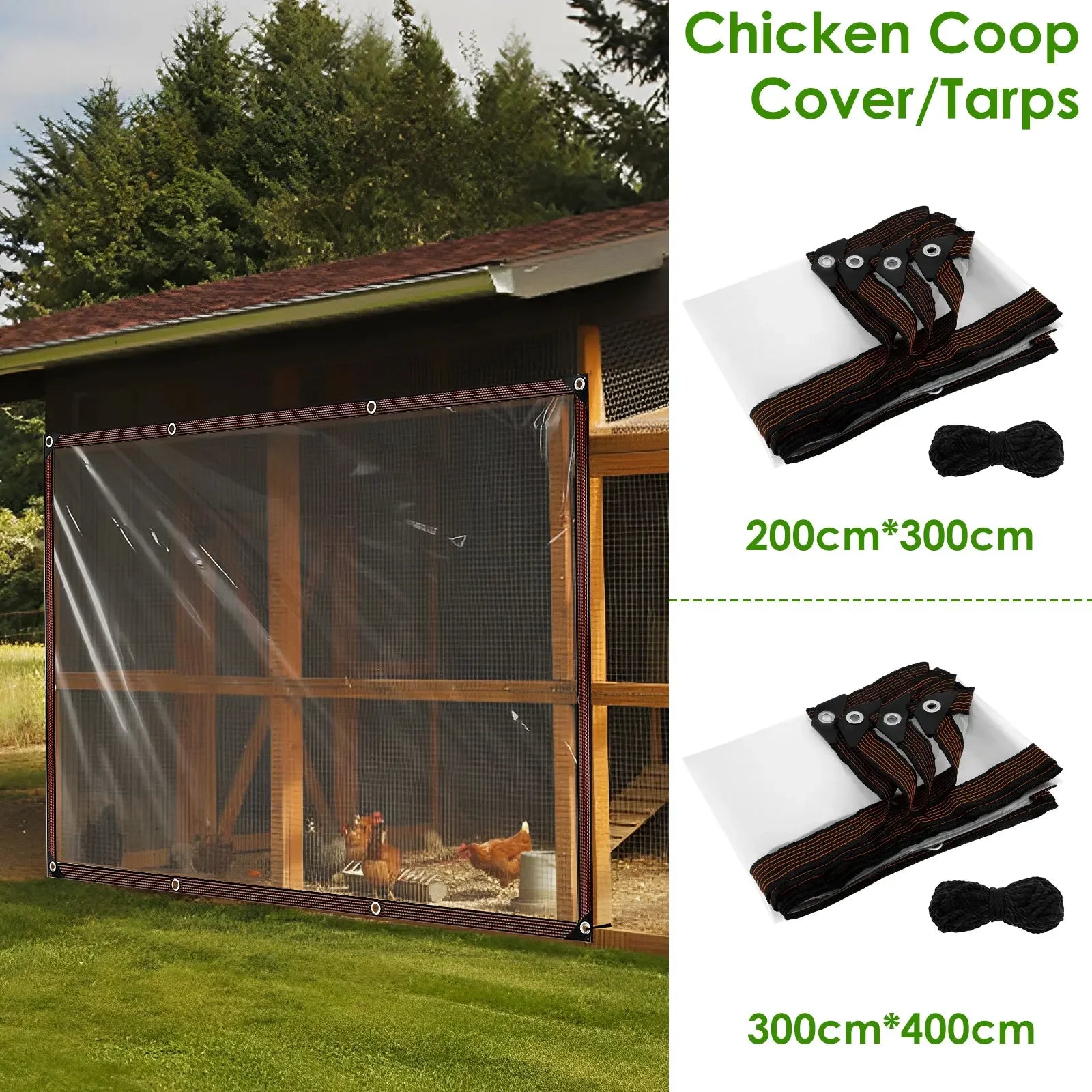 Chicken Coop Cover Transparent Tarpaulin Outdoor Garden Waterproof Run Tarp with Rope Reinforced Edges Chicken Coop Porch Canopy - Vibrant Variety Store