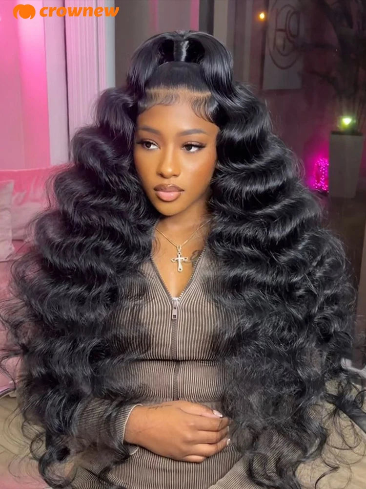 Deep Wave Frontal Wig 13X4 Hd Lace Frontal Wig Human Hair 200% Curly Lace Front Human Hair Wig PrePlucked Human Hair Wigs 40Inch - Vibrant Variety Store
