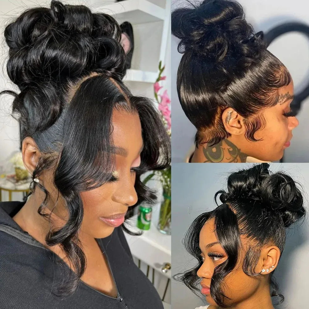 Hidden Strap Body Wave 360 HD Full Lace Front Wigs Human Hair Pre Plucked 12A Glueless Brazilian Virgin Wig With Drawstring