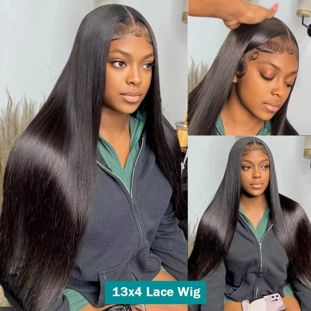 13x6 HD Transparent Bone Straight Lace Frontal Wigs 5x5 Glueless Wear and Go Human Hair Wig 220 Density for Women 30 40 Inch - Vibrant Variety Store