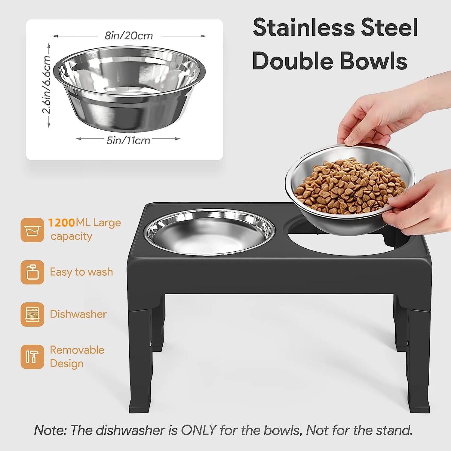Multi Heights Folding Dog and Cat Bowls Adjustable Stainless Steel Elevated Feeder for Small and Large Pets - Vibrant Variety Store