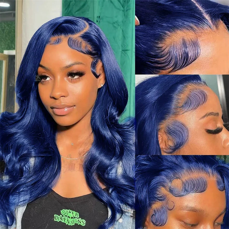 HD 13x6 Royal Blue Colored Lace Front Wig Body Wave 100% Human Hair Wigs Brazilian 30 Inch Glueless Lace Frontal Wig Pre Plucked