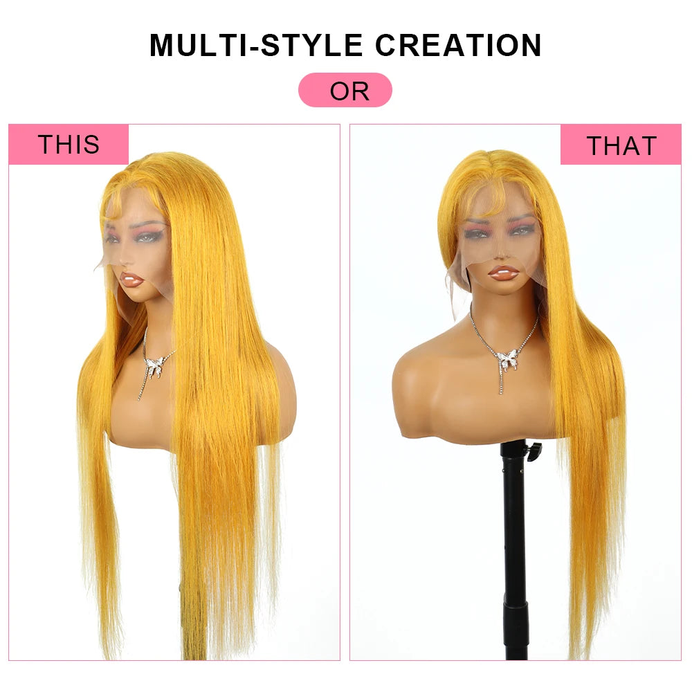 Yellow 13x4 Transparent Lace Frontal Wig 613 Colored Straight Hd Lace Front Wigs 13x6 100% Human Hair Brazilian Hair Pre Plcuked