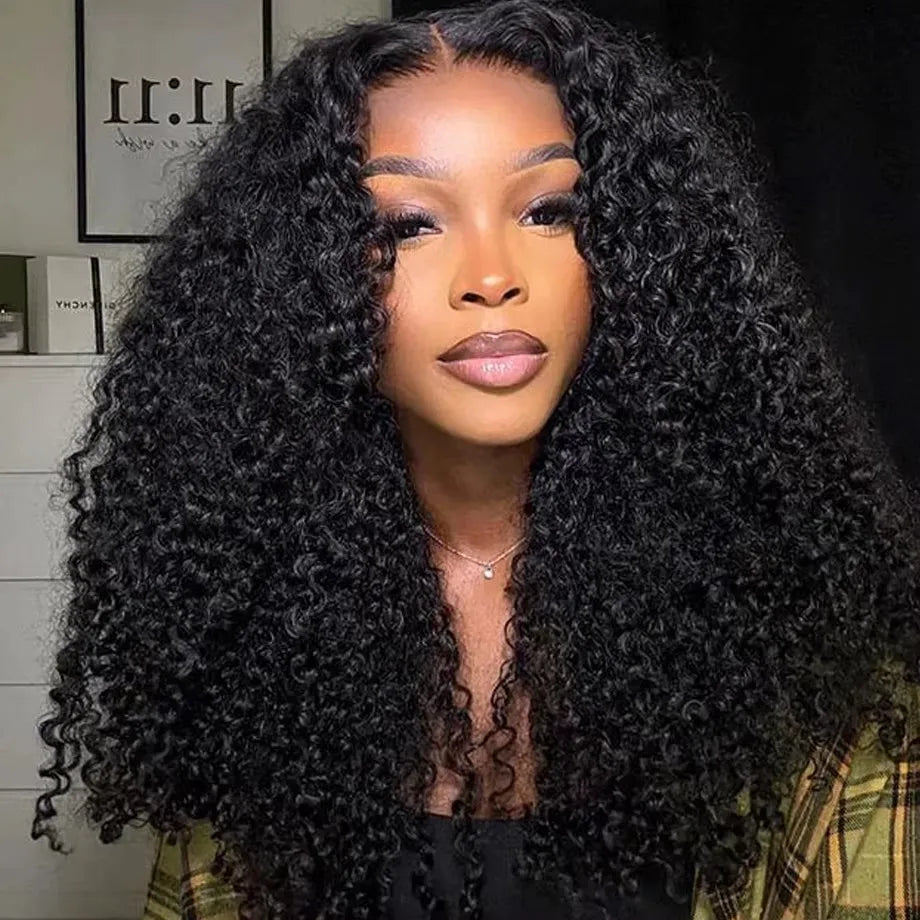 Kinky Curly Wigs 13x6 HD Lace Frontal Wig Glueless Human Hair 4C Afro Curly Lace Front Human Hair Wigs 7x5 HD Lace Closure Wigs - Vibrant Variety Store