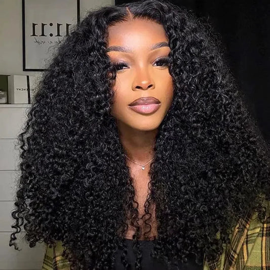 Kinky Curly Wigs 13x6 HD Lace Frontal Wig Glueless Human Hair 4C Afro Curly Lace Front Human Hair Wigs 7x5 HD Lace Closure Wigs - Vibrant Variety Store