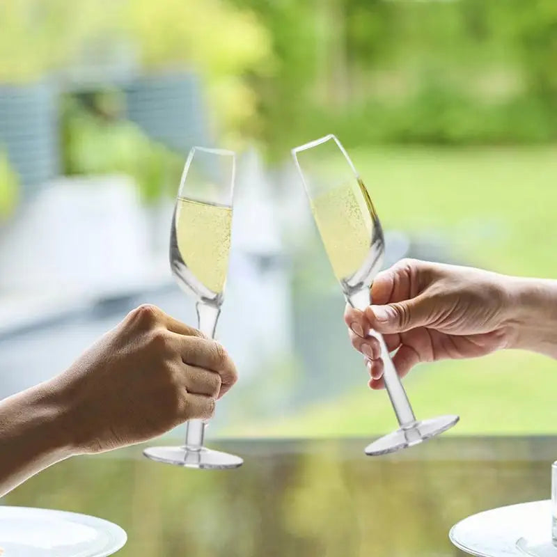 Two Pieces Pack Clear Transparent Half Glass Cup Red Wine Champagne Flute Goblet Stem-ware 140ml Cup Kitchen Accessories - Vibrant Variety Store