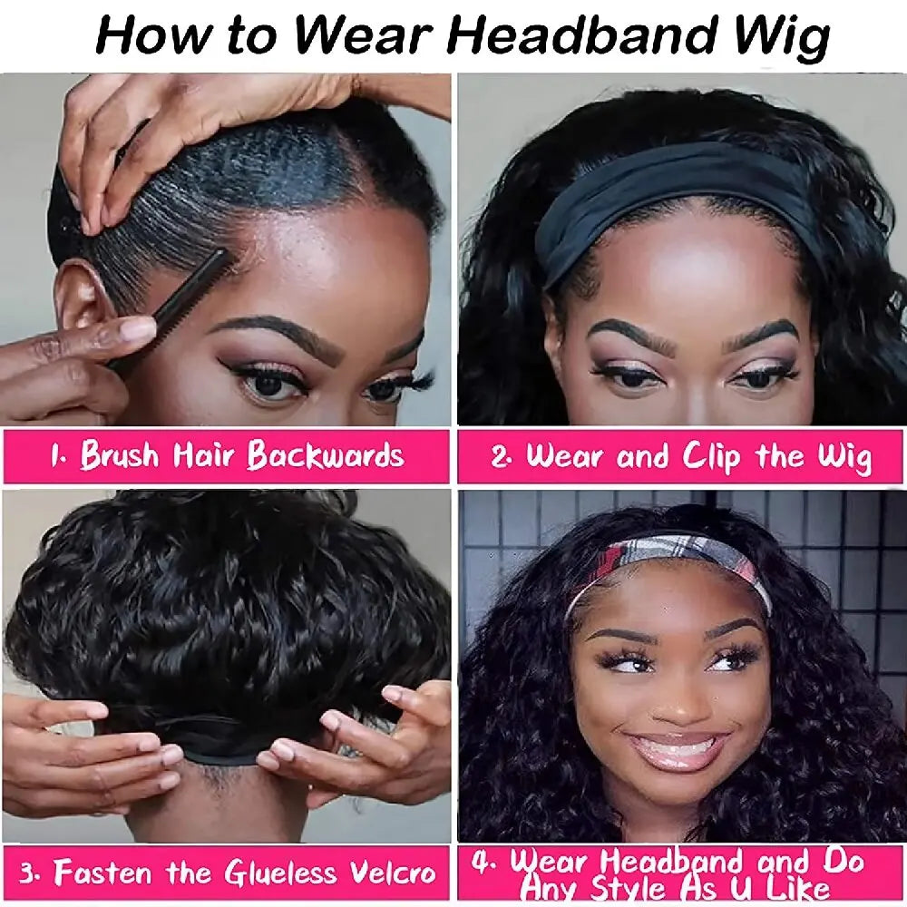 42 Inch Body Wave Headband Wig for Women Human Hair Glueless Wear and Go Glueless  Brazilian Virgin Human Hair 200 Density - Vibrant Variety Store